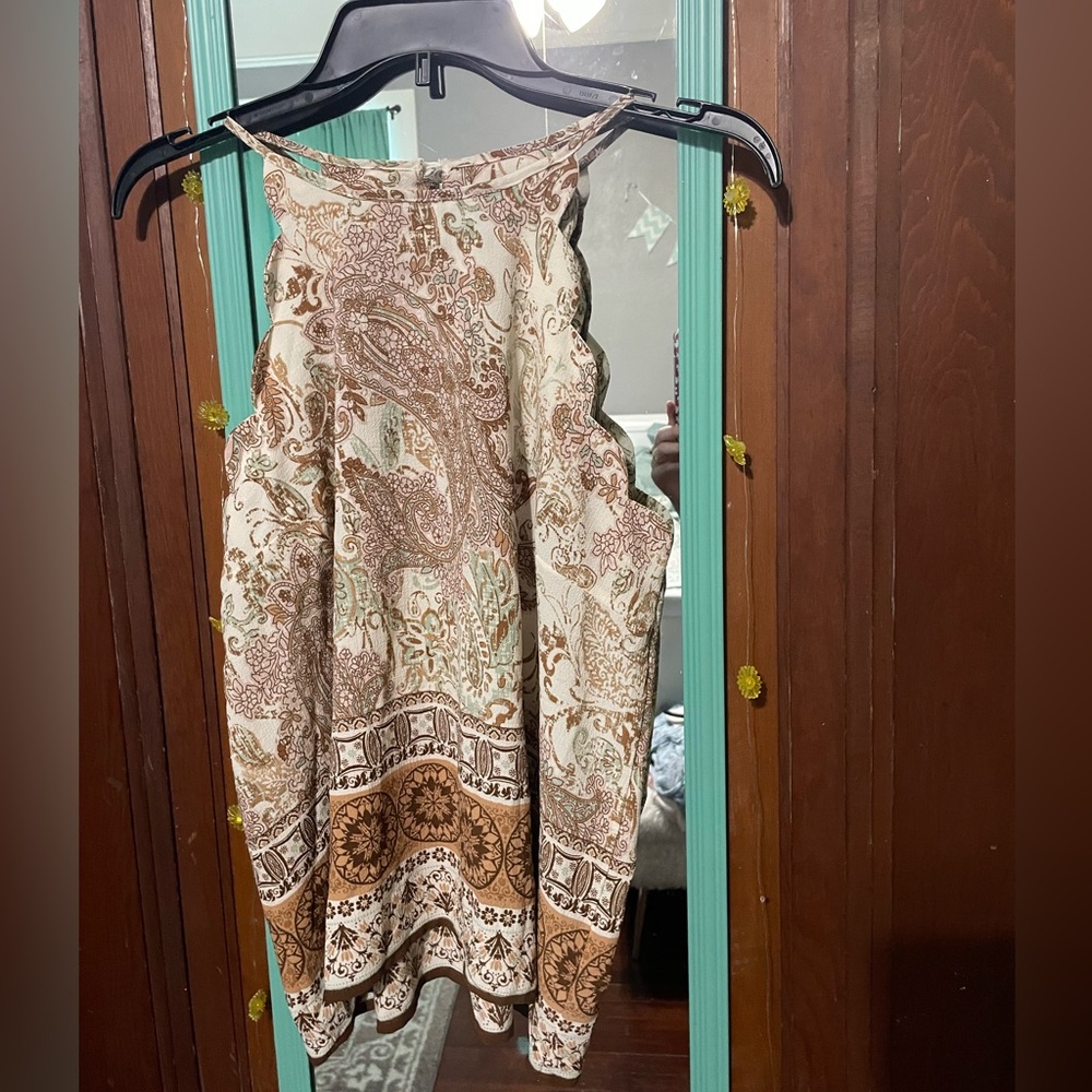 Scallop Trim Paisley Tank Top Women’s Size M
